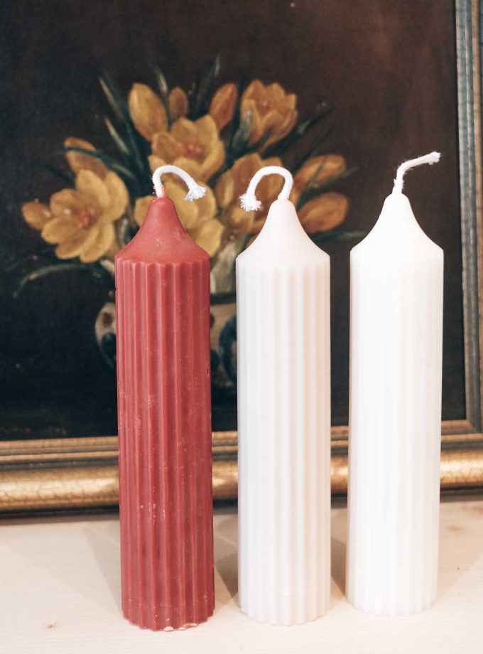 handmade Scandinavian rapeseed wax column candles