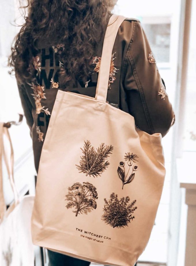 The Witchery CPH canvas tote bag with medicinal herbs print