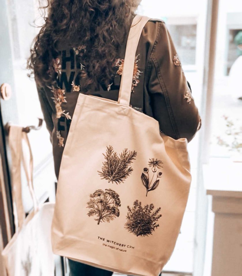 The Witchery CPH canvas tote bag with medicinal herbs print
