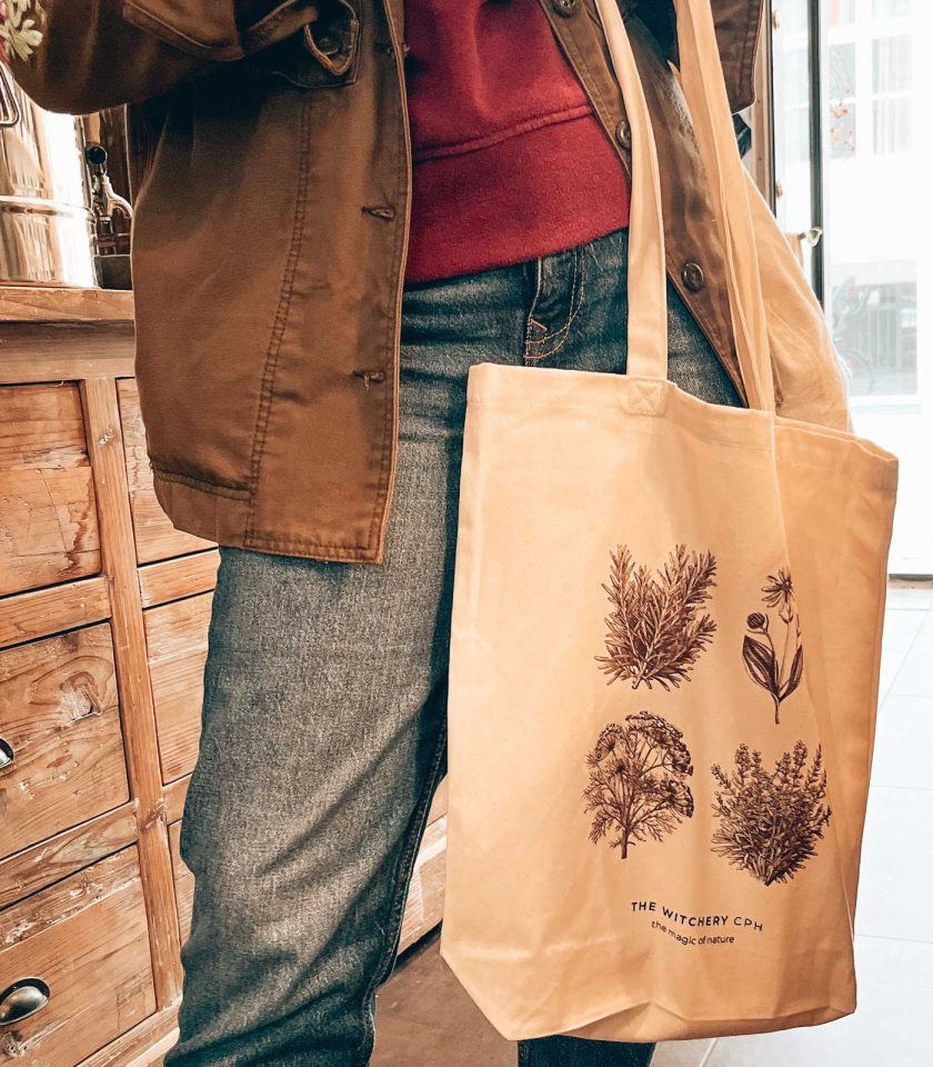 The Witchery CPH canvas tote bag with medicinal herbs print