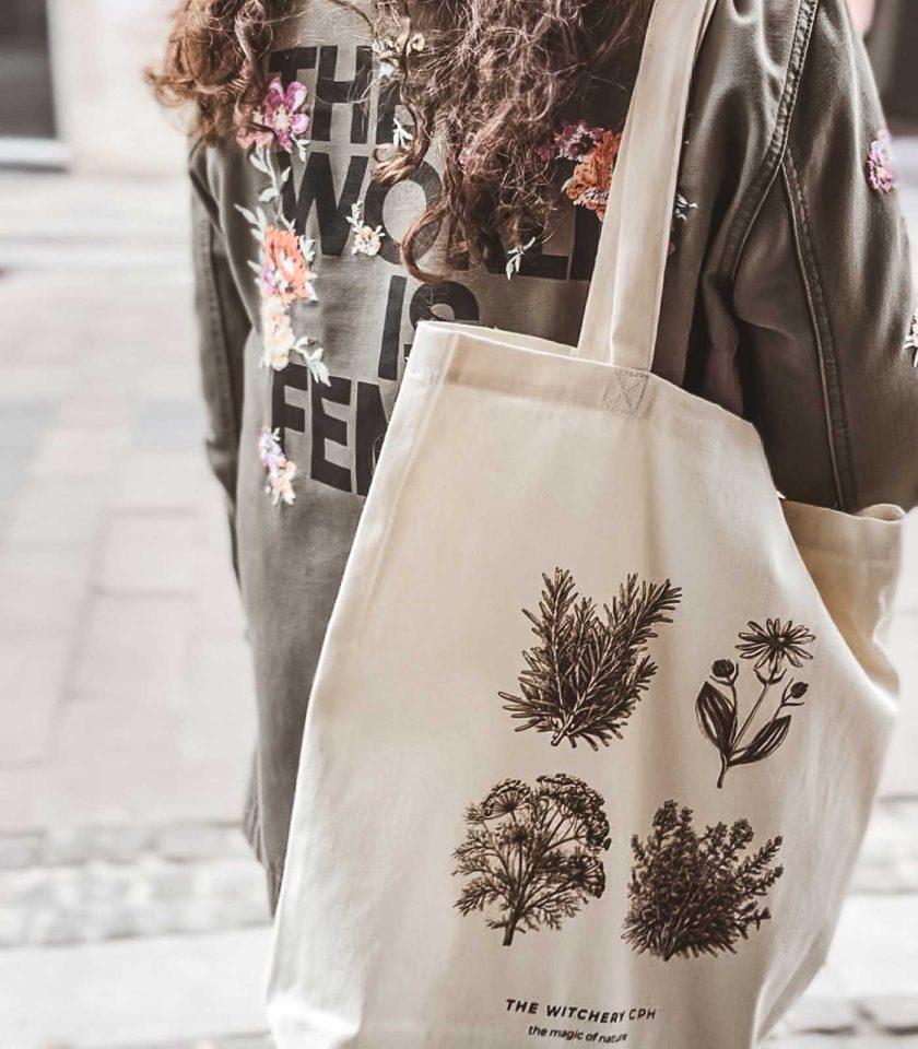 The Witchery CPH canvas tote bag with medicinal herbs print