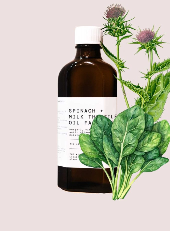 spinach + milk thistle oil face wash